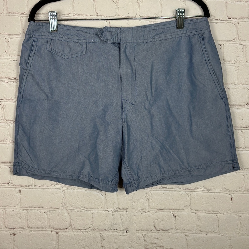 J Crew Dock Shorts Mens 6" Blue nylon/cotton inside drawstring, sz 32